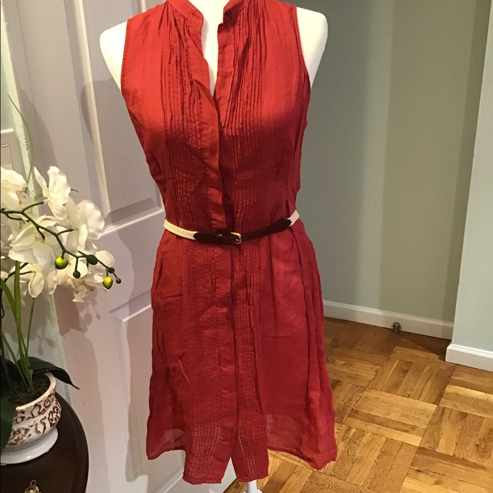 Theory Button -Front Linen Dress